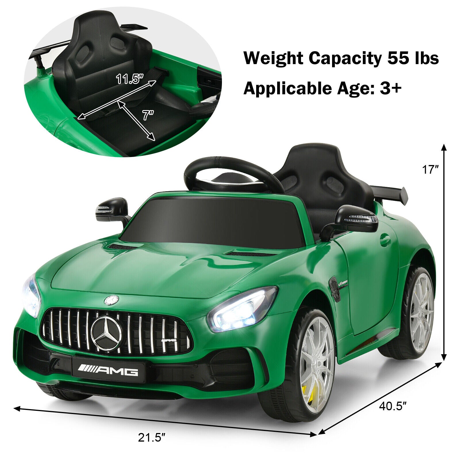 Licensed Mercedes Benz AMG GTR 12V Ride On Car for Kids with MP3 Playe