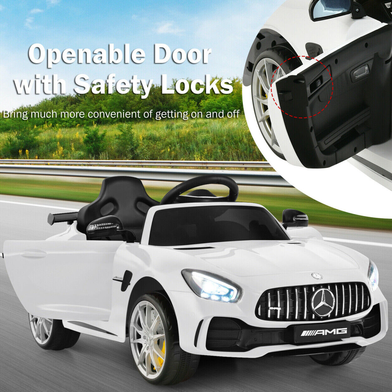 Licensed Mercedes Benz AMG GTR 12V Ride On Car with Remote Control and