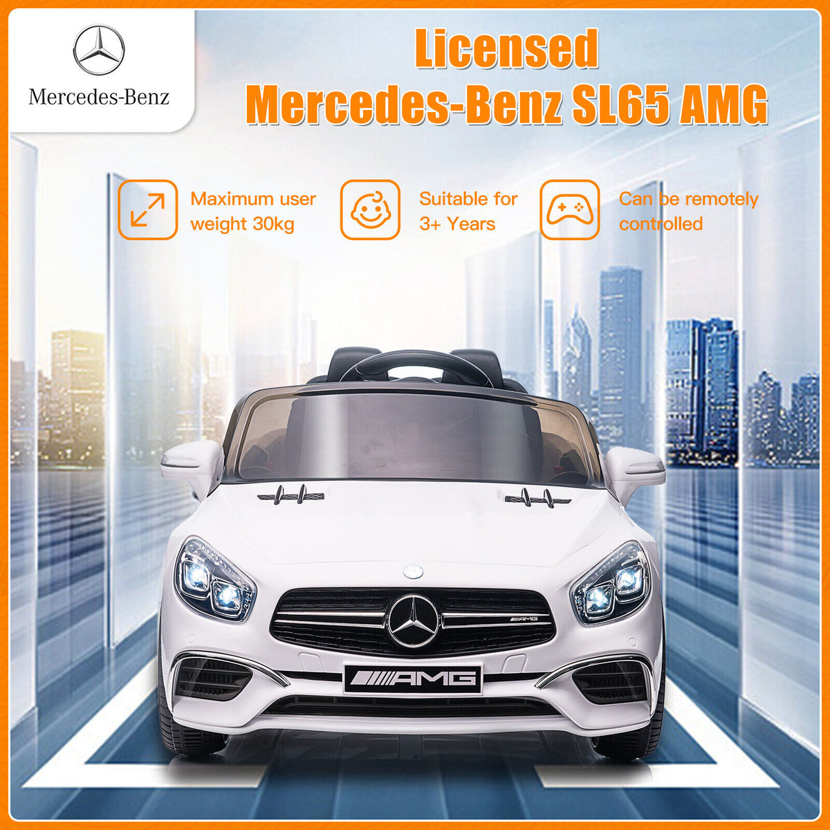 Licensed Mercedes Benz AMG SL65 Electric Ride-On Car for Kids with Rem
