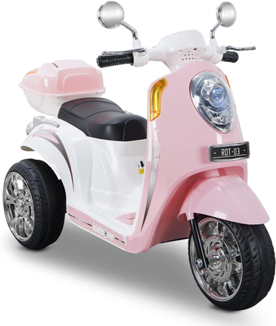 Light Pink Motorcycle Toy Trunk with Key Switch Perfect for Boys G