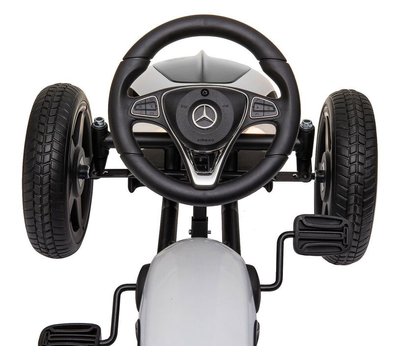 LUCKYERMORE Kids Pedal Go Kart Benz Racer Quad with Adjustable Seat fo