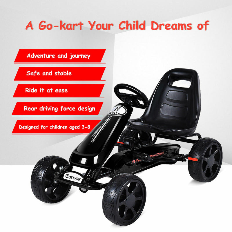 4 Wheel Racers Pedal-Powered Go Kart for Kids - 4 Wheel Racer Stealth - Perfect Chris