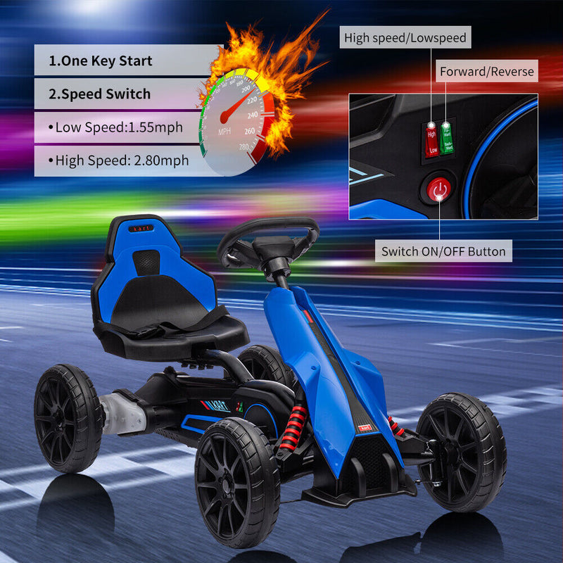 4 Wheel Racers Pedal-Powered Go Kart for Kids with Safety Belt - Outdoor 4-Wheel Race