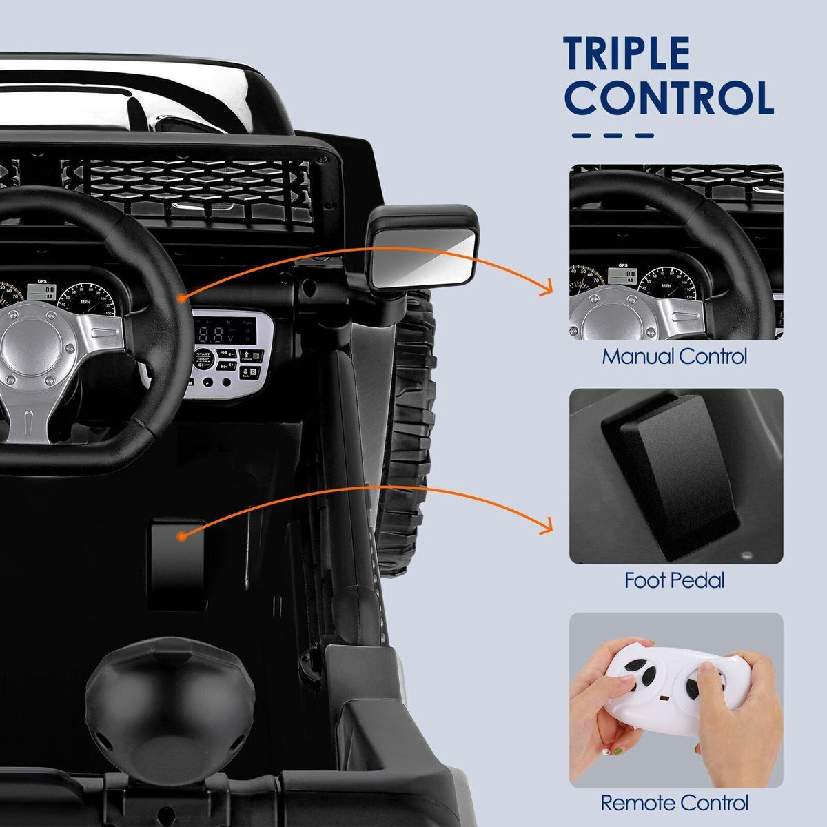 12V Electric Kids Ride On Jeep with Music and Bluetooth Connectivity
