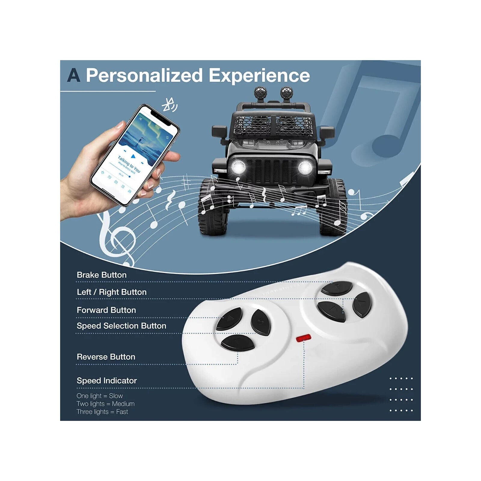 Audio Player Rideplayer Premium 12V Electric Ride-On Jeep with LED Lights, MP3 Player, Remote
