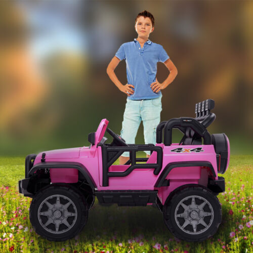 Premium 12V Pink Jeep Ride-On Toy with Remote Control for Kids Recha