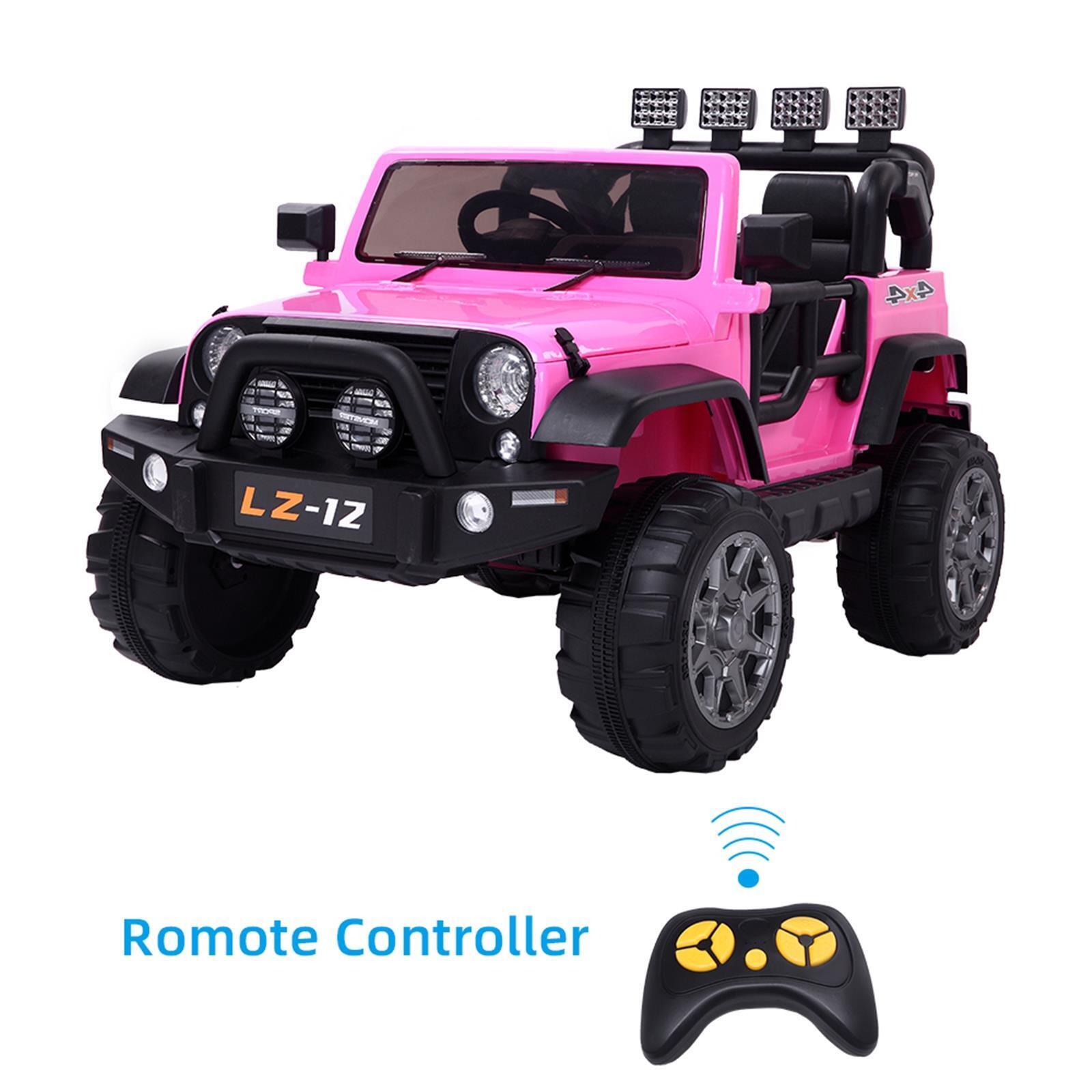 Pink Car Ride Premium Pink Kids Ride On Car with Seat Belt, Music, Lights, and Paren