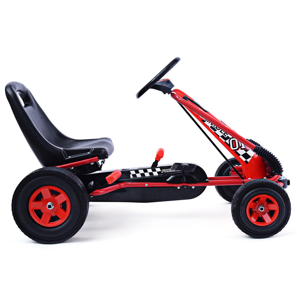 Red 4-Wheel Pedal Go Kart for Kids with Adjustable Seat - Honeyjoy Rid