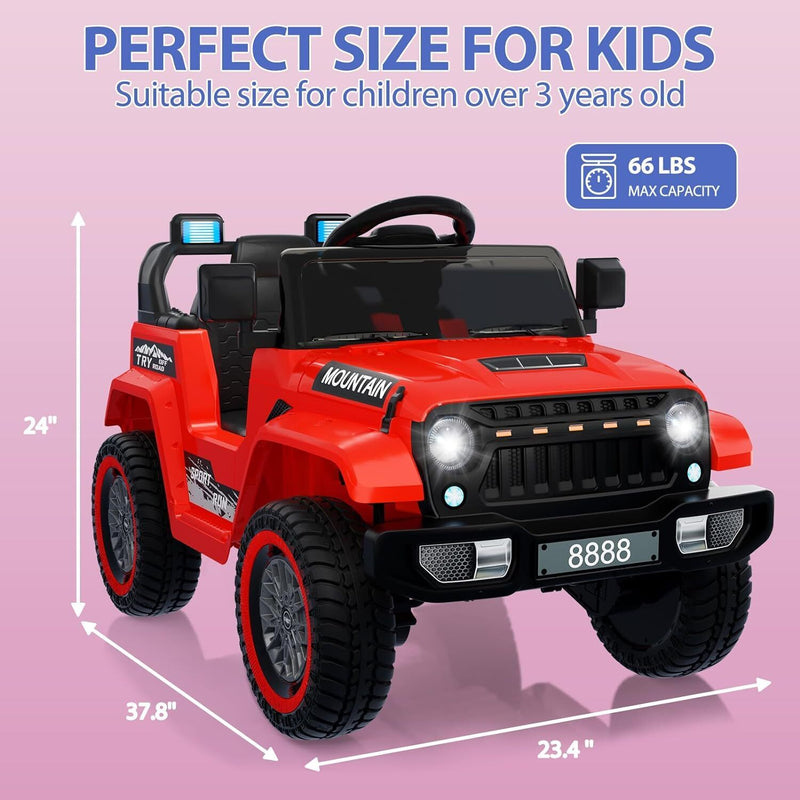 Red Electric 12V Battery Kids Ride On Jeep with Remote Control and Mus