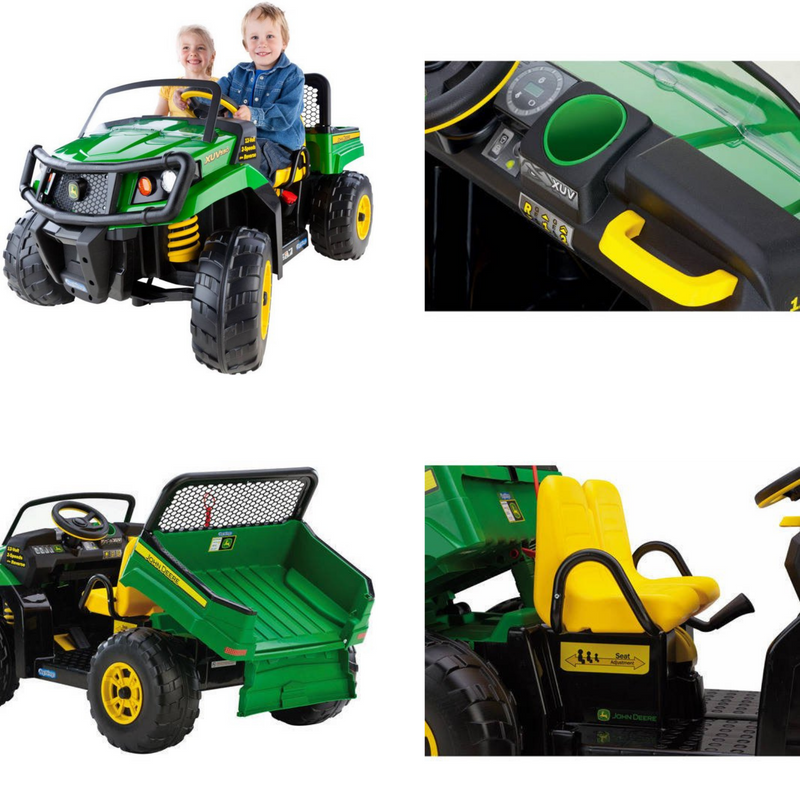 Electric John Deere 12V Ride-On Tractor with Adjustable Seat for Kids