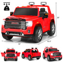 Licensed GMC 2-Seater Kids Ride On Truck with RC Control and Storage Box - Red