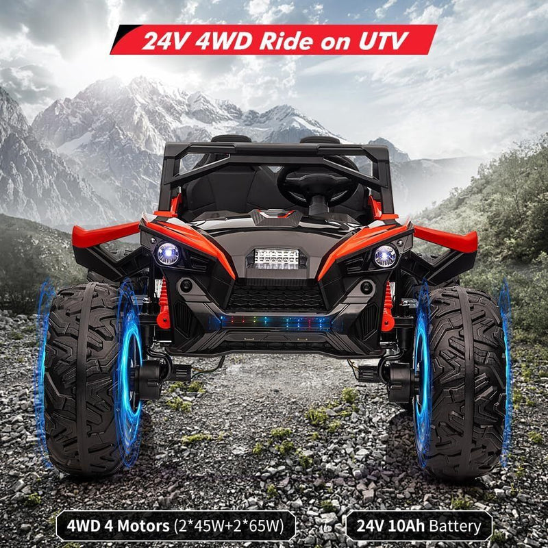 24V 2 Seater Ride on Toy UTV with Remote Control, EVA Tires, 4-Wheel Drive, Electric Car with Music