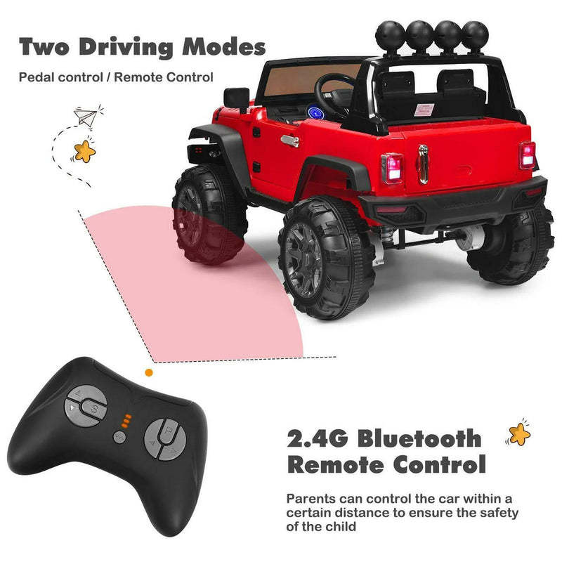 2-Seater Battery-Powered Jeep Car for Kids with Parental Remote Control - Red