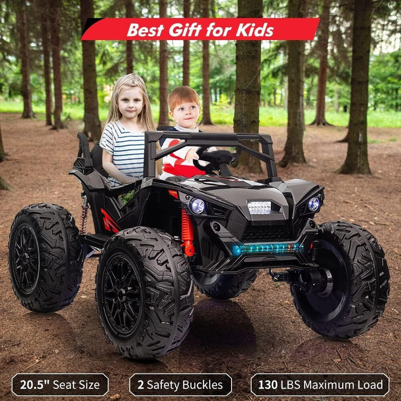 24V Kids Car Power Wheel Ride on UTV Vehicle with Remote Control and LED Light - Black