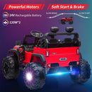 Red 24V Children's Electric Car with Remote Control - 2 Seater and Extra Spacious 20" Truck-Style Seat