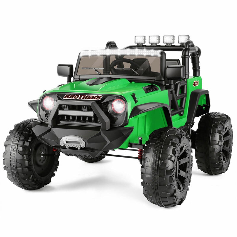 12V/24V Kids Ride-On Truck Car Jeep with LED Lights & Remote Control - 2 Sizes Available