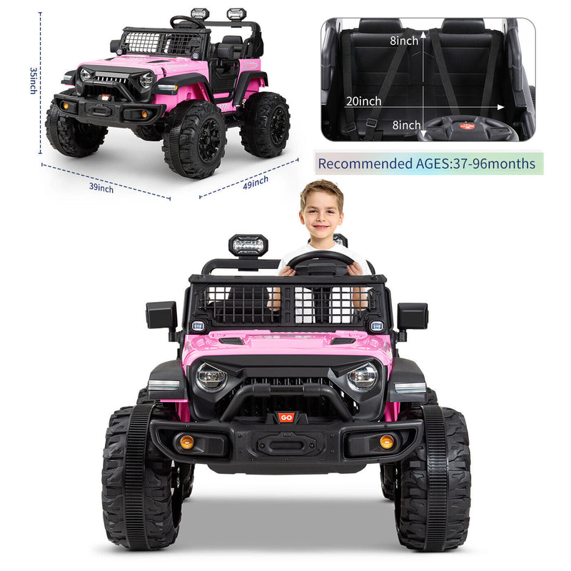 Kimbosmart 24V 4WD Children's Electric Ride-On Truck with Remote Control and Battery Level Alert