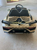 12V Lamborghini Aventador SVJ Children's Ride-On Sports Car with Remote Control and Gucci Wrap