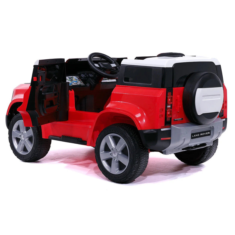 12V Land Rover Defender Kids Ride-On Car with LED Headlights, Leather Seat, MP3 Player, and Remote Control