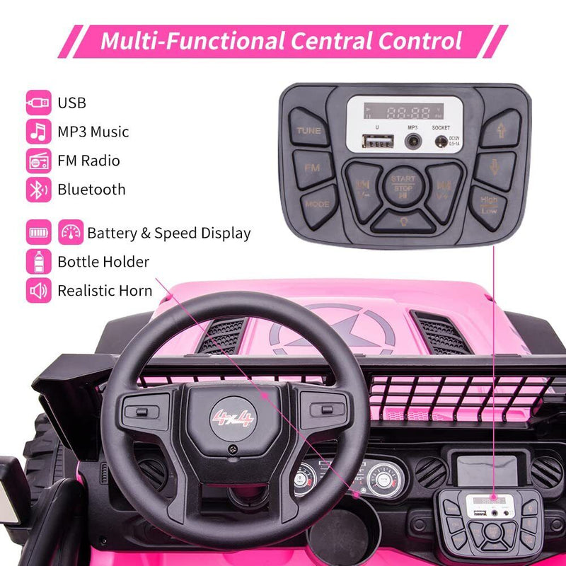 Extra Large Pink Ride-On Car for Kids with 24V Battery and 2 Seats - Includes Remote Control for Parental Supervision