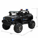 Police Truck RC Ride-On Car for Kids with Remote Control, LED Lights, and MP3 Player - Black