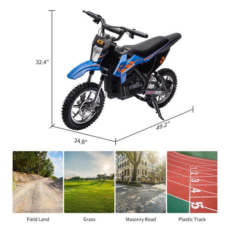 Electric Dirt Bike for Kids with LED Lamp and Brushed Motor - 36V Ride On Motorcycle
