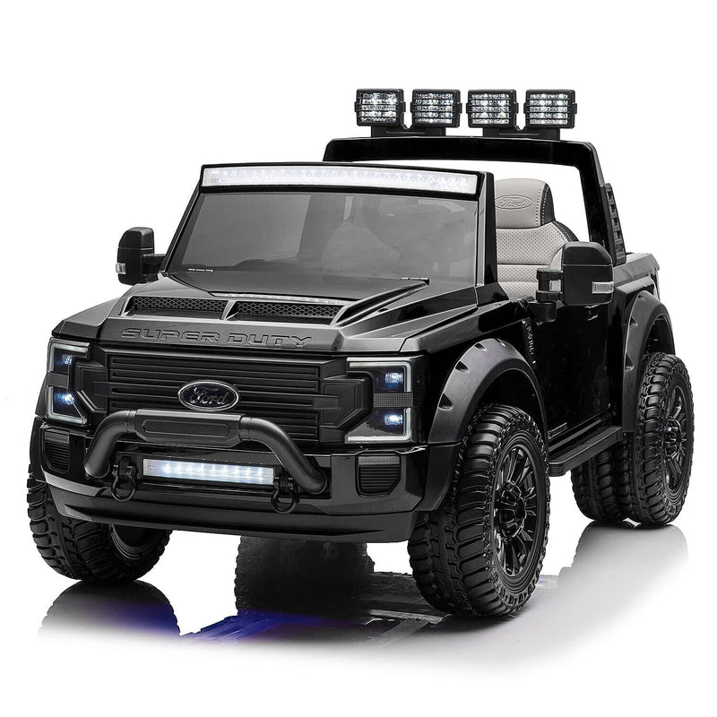 24V FORD F450 SPECIAL EDITION CHILDREN'S ELECTRIC VEHICLE TRUCK DOUBLE SEATER HEADLIGHTS WITH REMOTE CONTROL - BLACK