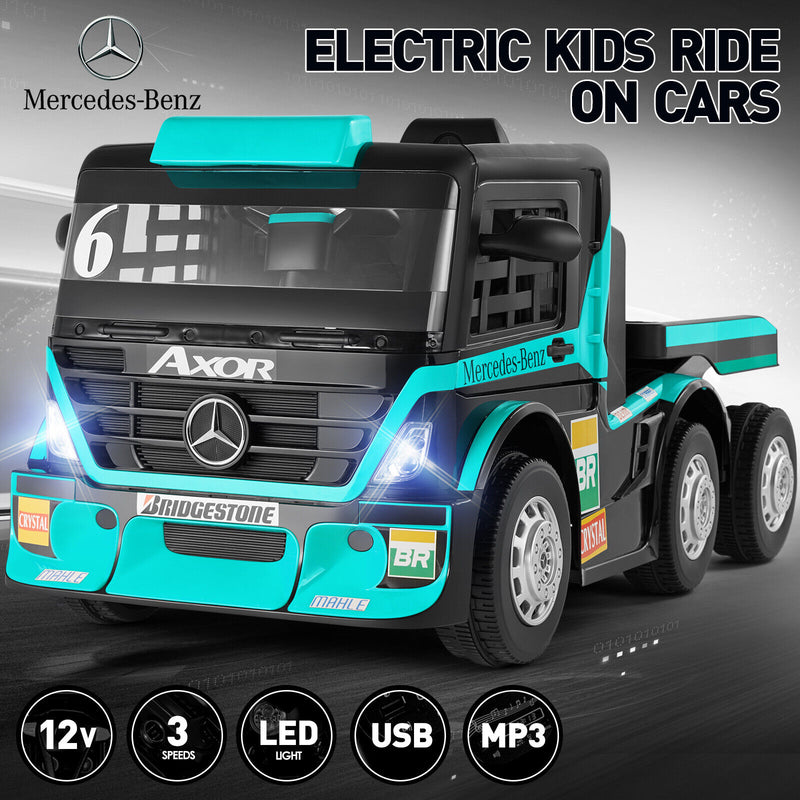 Blue trailer for electric truck for children