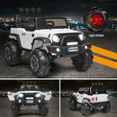 12-Volt White Ride-On Car Truck for Kids with RC Control, LED Lights, Music, and Trunk