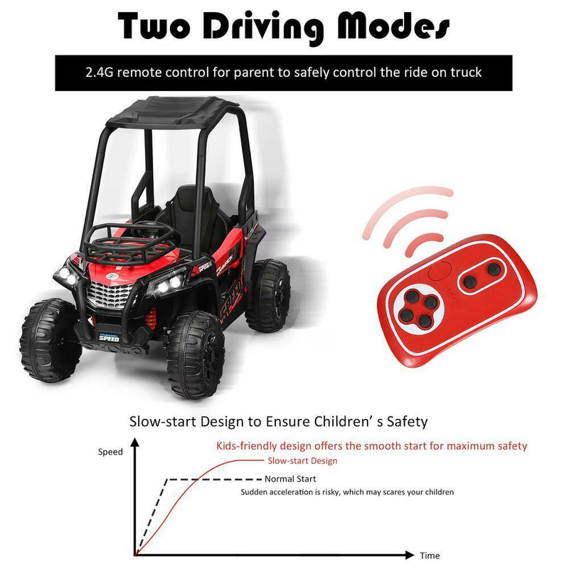 12V Children's Ride-On Electric Off-Road UTV Truck with Remote Control, Music Player, and LED Lights