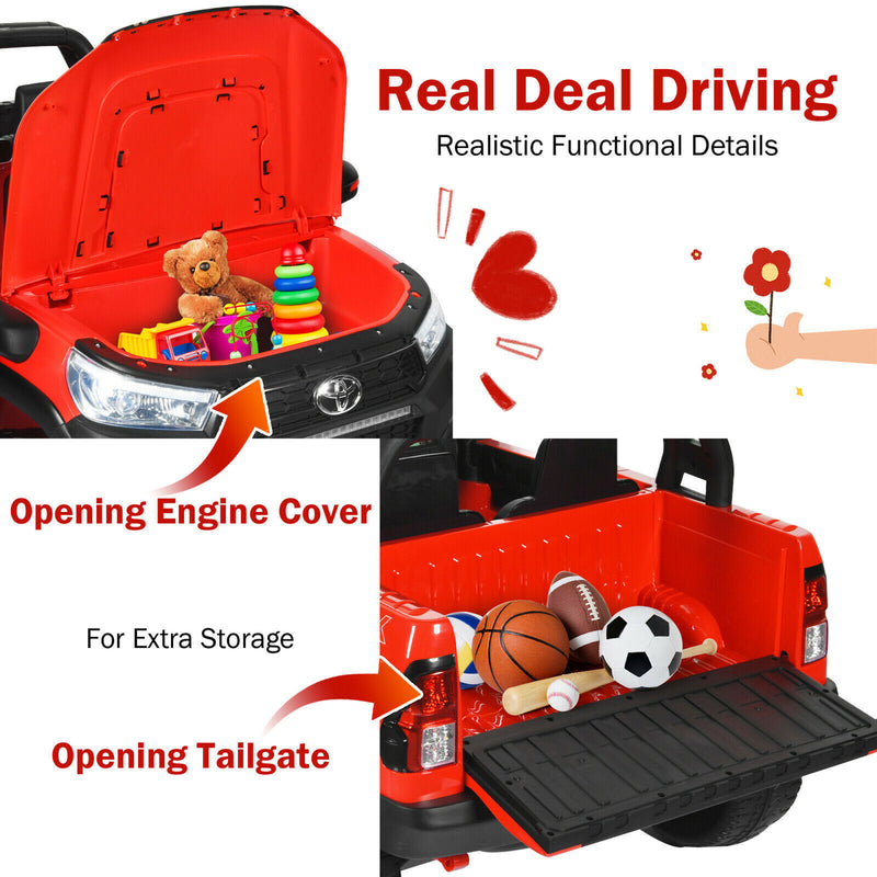 2x12V Authorized Toyota Hilux Ride-On Truck Vehicle 2-Seat 4x4 w/ Remote Control Crimson