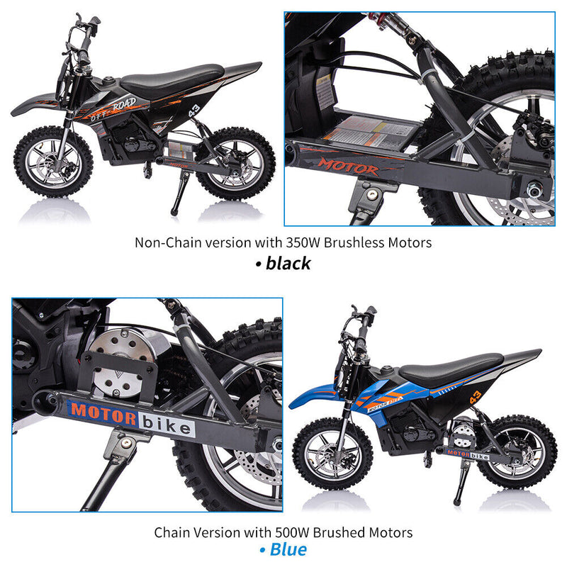 Electric Dirt Bike for Kids with LED Lamp and Brushed Motor - 36V Ride On Motorcycle