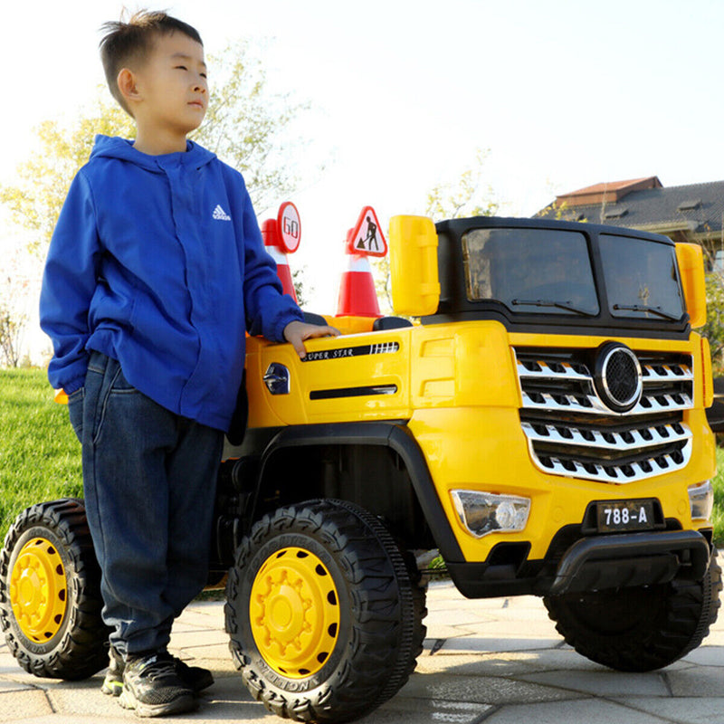 12V Ride-On Dump Truck Battery Operated Construction Loader Vehicle with Remote Control