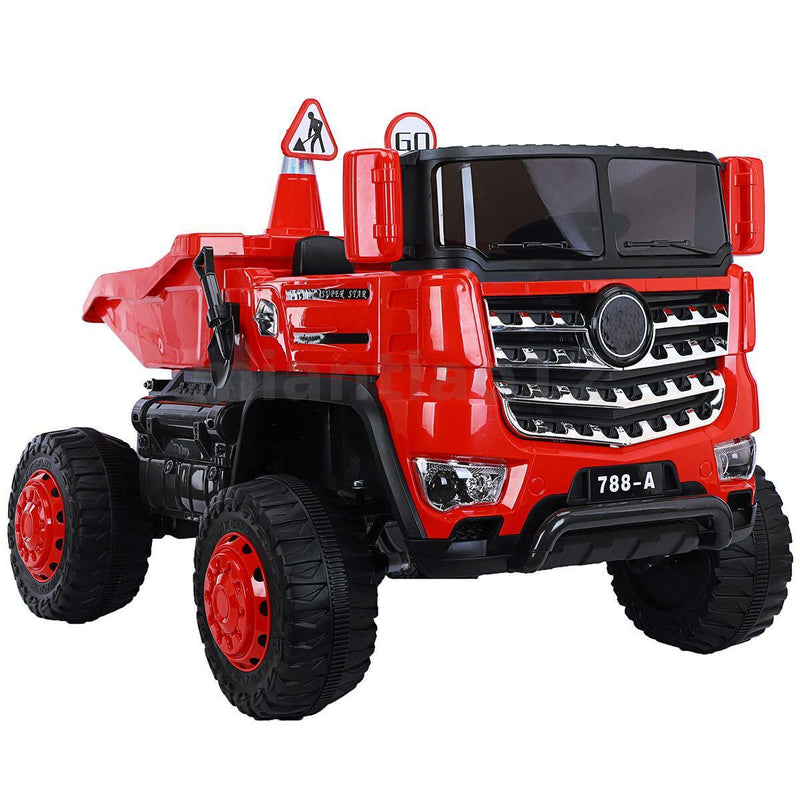 12V Electric Construction Toy - Dump Truck with Moving Bed and Shovel