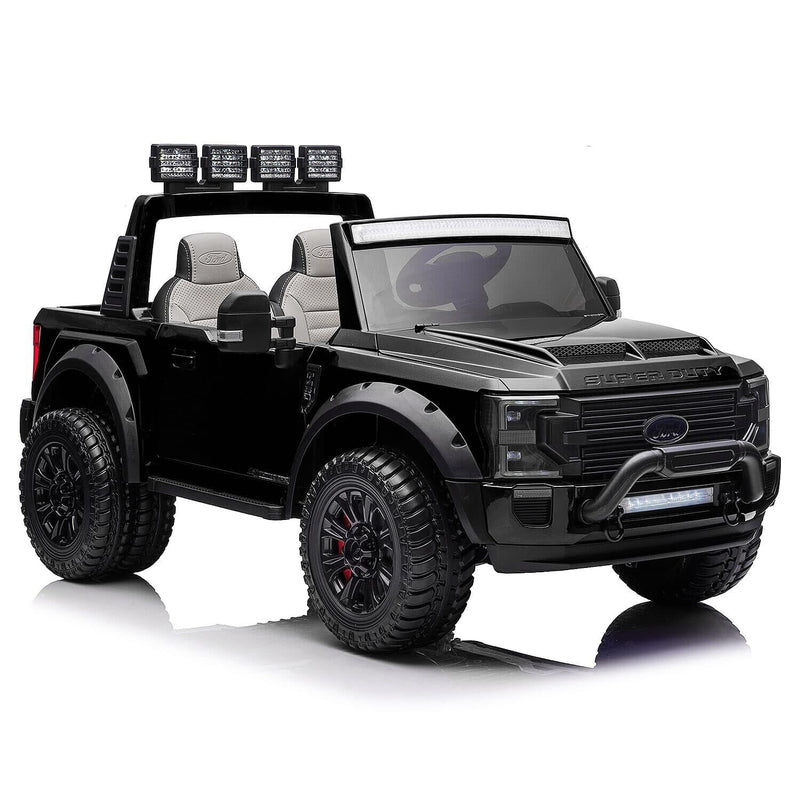 24V FORD F450 SPECIAL EDITION CHILDREN'S ELECTRIC VEHICLE TRUCK DOUBLE SEATER HEADLIGHTS WITH REMOTE CONTROL - BLACK