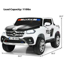 Police Car Ride-On Toy for Kids - 2 Seater Licensed Mercedes Benz X Class RC Trunk