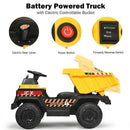 12V Electric Ride On Dump Truck with Remote Control for Kids - Construction Tractor with Working Bucket