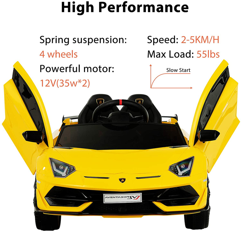 Uenjoy 12V Children's Electric Ride-On Car Lamborghini Aventador SVJ Powered Toy