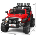 RC Electric Ride-On Toy Truck for Kids with 2 Seats and Storage Compartment - Red 12.6"