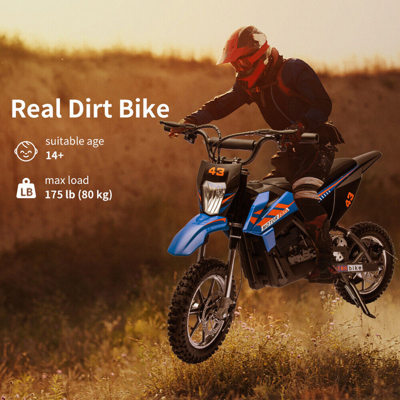Electric Dirt Bike for Kids with LED Lamp and Brushed Motor - 36V Ride On Motorcycle