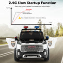 Licensed GMC Kids Ride On Police Car 2-Seater Truck with Remote Control and Music - 12V
