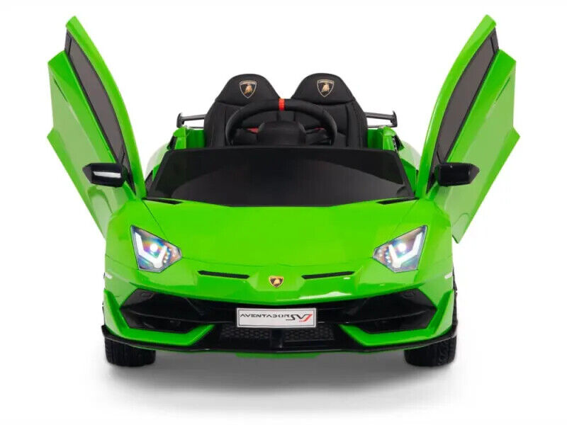 12V Lamborghini Aventador SVJ Kids Ride On Car with Remote Control, Leather Seats, and MP3 Player