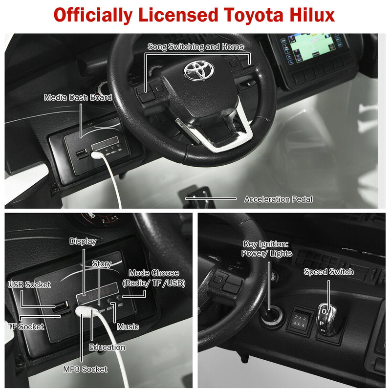 2x12V Authorized Toyota Hilux Ride On Truck Car 2-Passenger 4WD with Remote Control