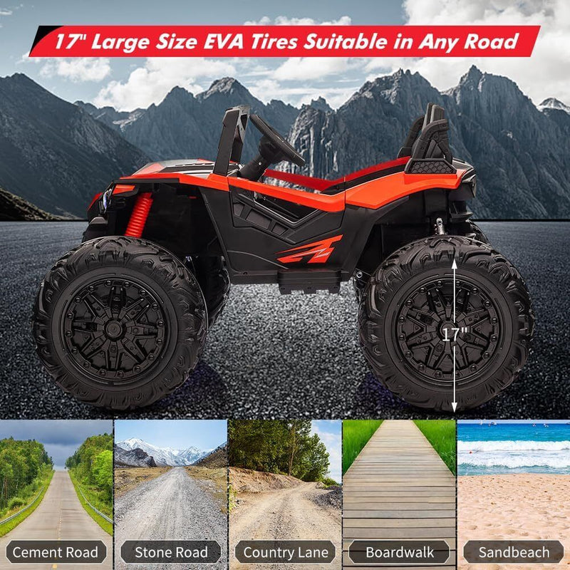 24V 2 Seater Ride on Toy UTV with Remote Control, EVA Tires, 4-Wheel Drive, Electric Car with Music