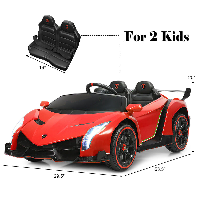 2-Seater Licensed Lamborghini Kids Ride On Car with RC and Swing Function - Red (12V)