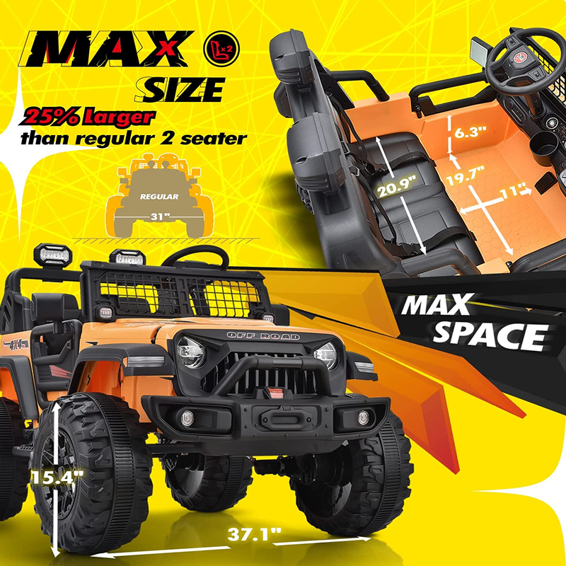 XXL 4X4 Battery-Powered 2-Seater 4WD Kids Electric Vehicle - 24V MAX Ride-On Truck