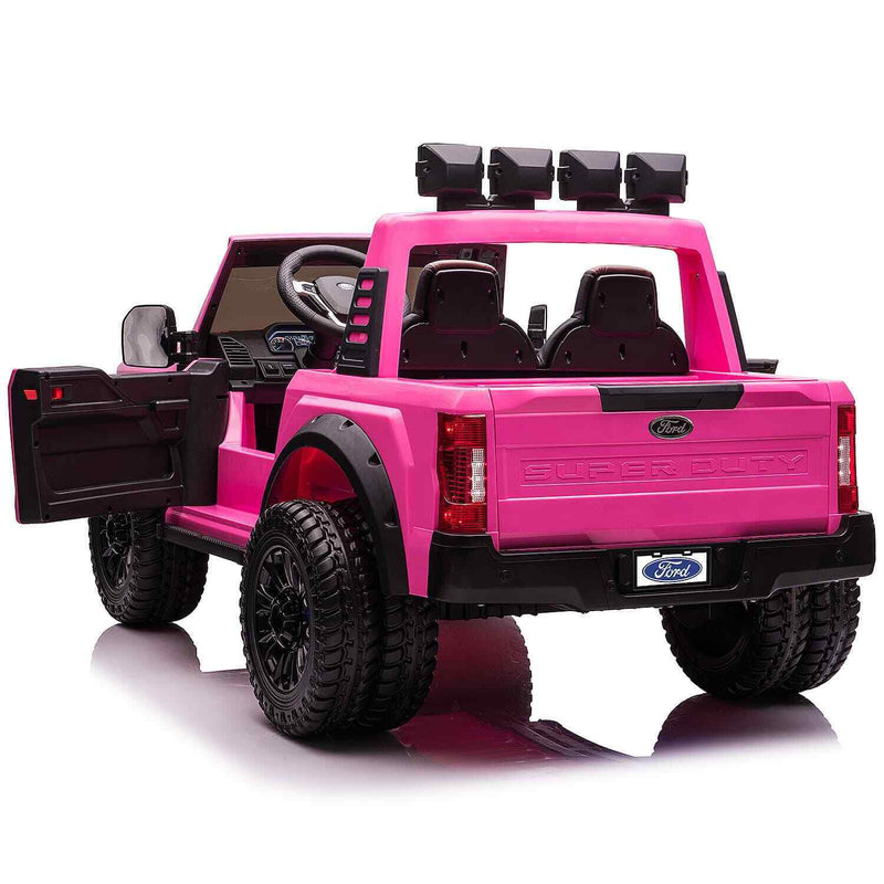 Custom Edition Pink 24V FORD F450 Ride On Car Truck for Kids with 2 Seats Remote Control and LED Lights