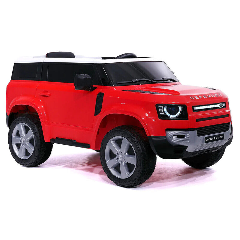 12V Land Rover Defender Kids Ride-On Car with LED Headlights, Leather Seat, MP3 Player, and Remote Control