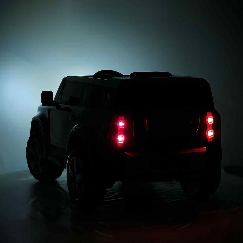 12V Land Rover Defender Kids Ride-On Car with LED Headlights, Leather Seat, MP3 Player, and Remote Control