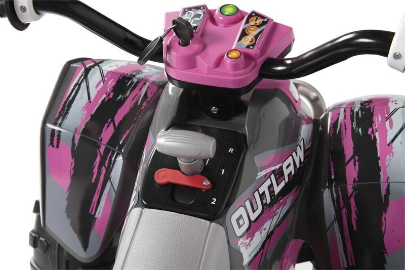 Peg Perego Polaris Outlaw Pink Electric Ride-On Quad 2-Speed 2.5 or 5 Mph 12V